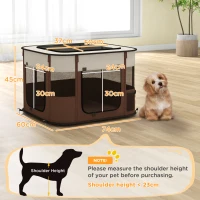 PawHut Foldable Dog Pen with Storage Bag for Indoor/Outdoor Use, Portable Pet playpen, with Ground Stakes - Brown(m-3)
