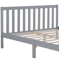 Solid Wooden Double Bed Frame, 4ft6 with Headboard and Footboard, Bedroom Furniture, No Box Spring Required, 196x140x77 cm, Grey(m-5)