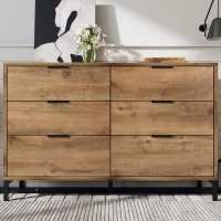 Sideboard Cabinet with Storage Drawers, Metal Cupboard Handles, Wooden Chest of Drawers for Living Room, Bedroom, 120x40x76 cm, Dark Oak(m-1)