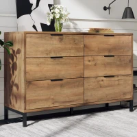 Sideboard Cabinet with Storage Drawers, Metal Cupboard Handles, Wooden Chest of Drawers for Living Room, Bedroom, 120x40x76 cm, Dark Oak(m-7)