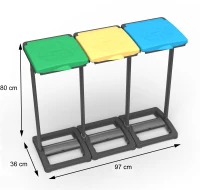 MONGARDI Portasacco-Portarifiuti TRIS Raccolta Differenziata  97 x 36 x 80(m-3)