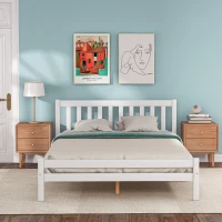4ft6 Double Bed with Storage of 21cm Space, Premium Pine Wood Construction, Enhancing Longevity - White(m-4)