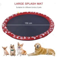 PawHut 150cm Splash Pad Sprinkler for Pets Dog Bath Pool Water Game Mat Toy Non-slip Outdoor Backyard Red(m-4)