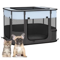 PawHut Foldable Dog Pen with Storage Bag for Indoor/Outdoor Use, Portable Pet playpen, with Ground Stakes - Grey(m-11)