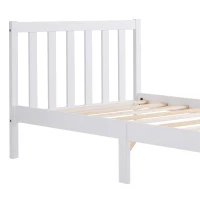 Solid Wooden Single Bed Frame 3ft with Headboard and Footboard, No Box Spring Required, Easy Assembly, 196x94x77 cm, White(m-5)