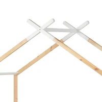 Children's House Tree Canopy Single Bed with Underbed Storage Drawers, Solid Pine Wood and MDF, Safety Rail Guards, 200x96x183 cm, Natural(m-9)