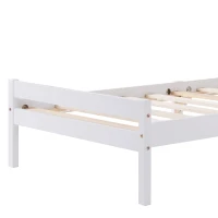 Solid Wooden Single Bed Frame 3ft with Headboard and Footboard, No Box Spring Required, Easy Assembly, 196x94x77 cm, White(m-6)