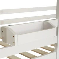 Wooden Tree House Bunk Bed with Slide and Ladder, Toddler Bed Frame for Kids, 90x190 cm, EN 747-1:2012+A1:2015 Certified, White(m-8)