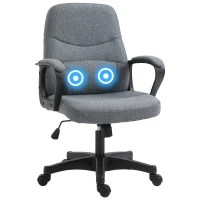 Vinsetto Office Chair, Fabric Desk Chair Mid Back Work Study Chair with Massage Lumbar Support, Adjustable Height and Swivel Wheels, Grey(m-1)