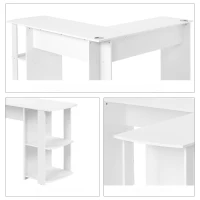 L-Shaped Corner Computer Desk, Large Home Office Desk with 2 Storage Shelves, Easy Assembly, 140x140x75 cm, White(m-7)