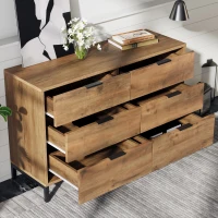 Sideboard Cabinet with Storage Drawers, Metal Cupboard Handles, Wooden Chest of Drawers for Living Room, Bedroom, 120x40x76 cm, Dark Oak(m-8)
