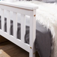 3ft Wooden Small Single Bed with Headboard and Footboard, Durable Construction, 190x90 cm, White(m-7)