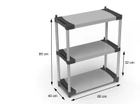 MONGARDI Scaffale in resina PVC 3 ripiani portata 80 Kg,  80x40x85 cm(m-3)