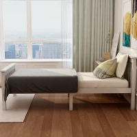 3ft Wooden Small Single Bed with Headboard and Footboard, Durable Construction, 190x90 cm, White(m-5)
