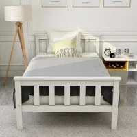 3ft Wooden Small Single Bed with Headboard and Footboard, Durable Construction, 190x90 cm, White(m-4)