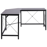 HOMCOM Computertafel L-vormig hoekbureau MDF naturel / zwart hoekbureau