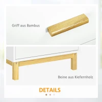 HOMCOM Nachtkastje met 2 laden, afmetingen 50 cm x 40 cm x 55 cm, in de kleuren wit en natuurlijk hout(m-6)