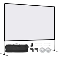 HOMCOM Pantalla de Proyector con Soporte 100 Pulgadas HD Pantalla 16:9 con Bolsa de Transporte 233x50x187 cm Blanco(m-10)