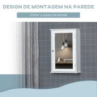 kleankin Armário de Casa de Banho com Espelho Armário com Espelho para Casa de Banho com 1 Prateleira Estilo Moderno 41x14x60 cm Branco(m-4)