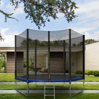 6FT Outdoor Trampoline with Safety Enclosure, Ladder and Jumping Mat, Durable UV-Protected Bounce Surface, for kids, 183 cm Diameter, Black(m-1)