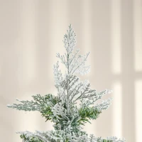 HOMCOM 6 Ft Pencil Snow Flocked Artificial Christmas Tree with Realistic Cypress Branches, Auto Open, Green(m-8)
