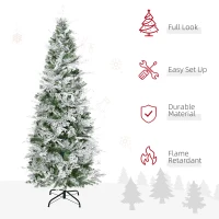 HOMCOM 6 Ft Pencil Snow Flocked Artificial Christmas Tree with Realistic Cypress Branches, Auto Open, Green(m-4)