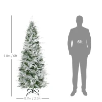 HOMCOM 6 Ft Pencil Snow Flocked Artificial Christmas Tree with Realistic Cypress Branches, Auto Open, Green(m-3)