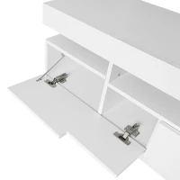 Meuble TV à roulettes avec finition brillante et bande LED blanche, Blanc(m-6)