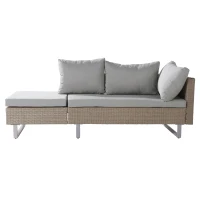 Set de grădină 4 piese din poli-rattan pentru 4-5 persoane cu colțar, masă și perne, huse lavabile, Kaki(m-6)