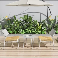 Ensemble Bistro 3 Pièces en Aluminium et Rotin PE pour Balcon, Résistant aux Rayons UV, Charge 150 kg, Beige(m-7)