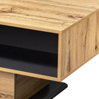 Table basse en chêne veiné avec tiroir sans poignées et rangement double face, relevable pour bureau et salon, gris foncé(m-4)