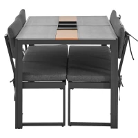 Ensemble de Jardin en Aluminium avec Table et 6 Chaises, Coussins Lavables et Table Effet Bois - Salon de Jardin 6 Places en Aluminium, Gris(m-9)