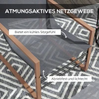 Outsunny Krzesło tarasowe z podnóżkiem, zestaw krzeseł ogrodowych, krzesło balkonowe, pokrycie siatkowe, rama metalowa, ciemnoszary(m-5)
