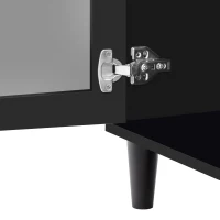 Buffet avec miroir et poignées en cristal pour salon et salle à manger, Noir(m-6)