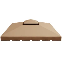 Outsunny Cobertura de Substituição para Pérgola 300x300 cm com Duplo Teto e 8 Orifícios de Drenagem Cáqui(m-11)