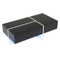 Table basse à blocs relevable avec système d'éclairage LED contrôlé par application, Noir(m-4)