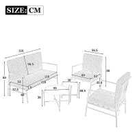Ensemble de salon de jardin 4 places : Canapés d’extérieur, quatre sièges, deux tables basses rondes, tube en acier galvanisé,  coussins lavables , Gris(m-3)