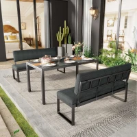 Ensemble de Jardin en Aluminium avec Table et 6 Chaises, Coussins Lavables et Table Effet Bois - Salon de Jardin 6 Places en Aluminium, Gris(m-8)