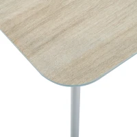 Set mobilier de grădină 7 locuri din PE-ratan și oțel zincat, măsuță cu blat din sticlă temperată cu efect lemn, perne lavabile, Bej(m-4)