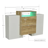 Crédence Moderne 140 cm avec LED Multicolore, Naturel(m-3)
