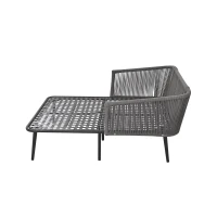 Ensemble salon de jardin modulable avec canapé, 2 fauteuils et chaise longue d'extérieur, coussins amovibles et lavables, Gris(m-6)