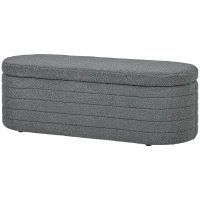 HOMCOM Ławka do Sypialni z Przestrzenią do Przechowywania, Teddy-Fleece, 116x41x40,5cm, Jasnoszary(m-1)