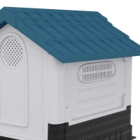 PawHut Plastic Dog Kennel with Windows, for Garden Patio, Medium and Large Dogs, 101 x 88 x 99cm - Blue(m-8)