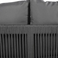 Ensemble de salon de jardin 8 places avec canapé, tables et coussins, revêtement lavable, design en corde, Naturel, Gris(m-4)