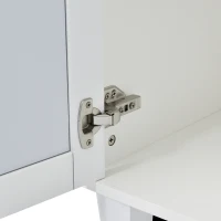 Crédence Blanche avec Miroir et Poignées en Cristal, 4 Portes, Étagère Intérieure Mobile, Design Coordonné, Parfait pour Salon et Salle à Manger, Blanc(m-4)