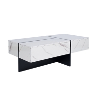 Table basse effet marbre avec système d'éclairage LED contrôlé par application, Blanc