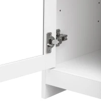 Buffet de style campagnard, casier avec 4 portes et 2 tiroirs, pour le salon et la salle à manger, 120 x 37 x 80 cm, Naturel + Blanc(m-8)