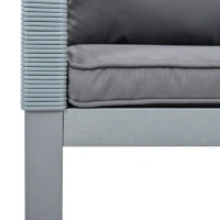 Ensemble de Salon de Jardin en Rotin avec Coussins Confortables : Canapé Double, 2 Fauteuils et Table d'Angle pour Extérieur, Gris(m-6)