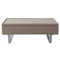 Set de grădină 4 piese din poli-rattan pentru 4-5 persoane cu colțar, masă și perne, huse lavabile, Kaki(m-5)