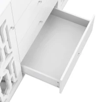 Crédence miroitée avec Poignées en Cristal, Design Coordonné, Verre Intégré, Montage Facile - MDF, 147,5 x 40 x 102 cm, Blanc(m-5)